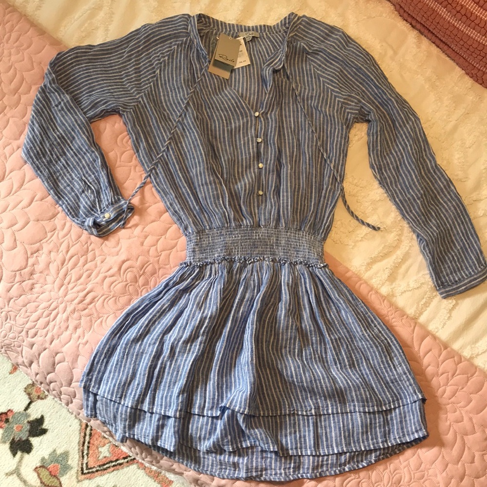Rails Blue Striped Button Dress: NWT